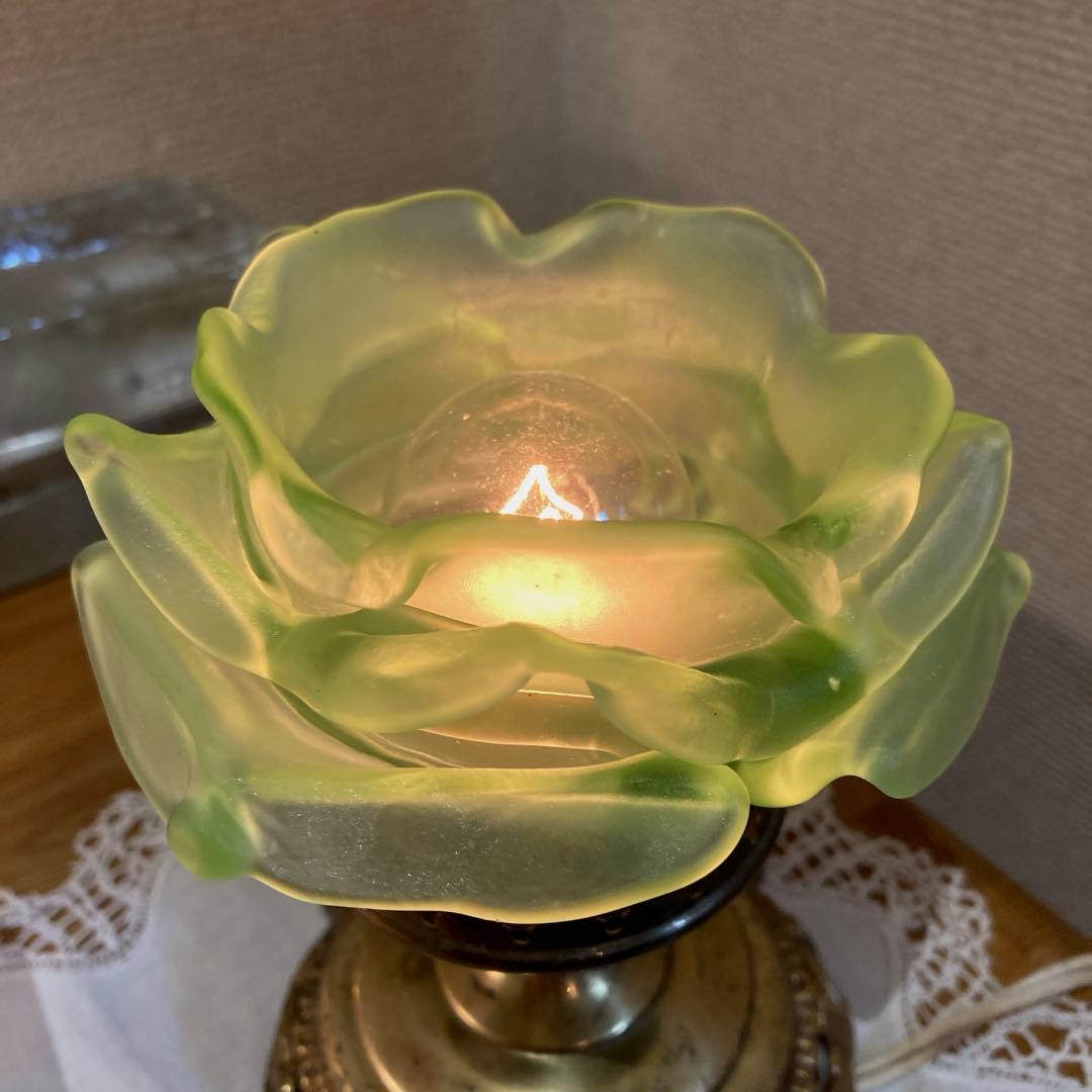 アンティーク ローズ 【緑】　ランプシェード　フランス　薔薇　グリーン