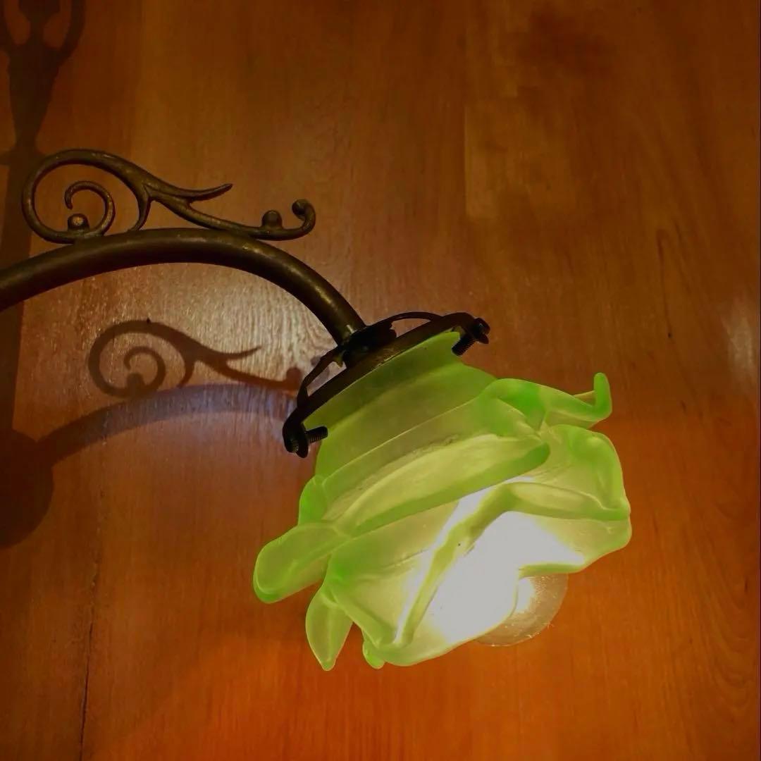 アンティーク ローズ 【緑】　ランプシェード　フランス　薔薇　グリーン