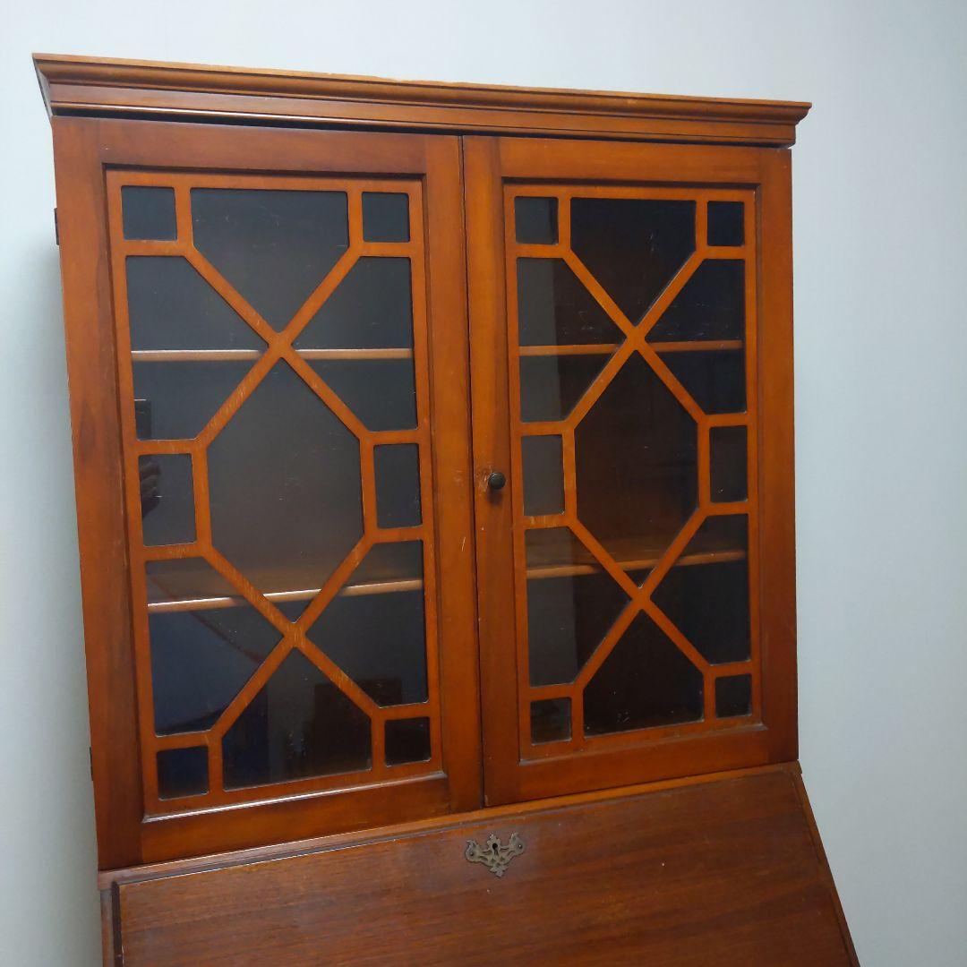 アンティーク 木製キャビネット ガラス扉付き