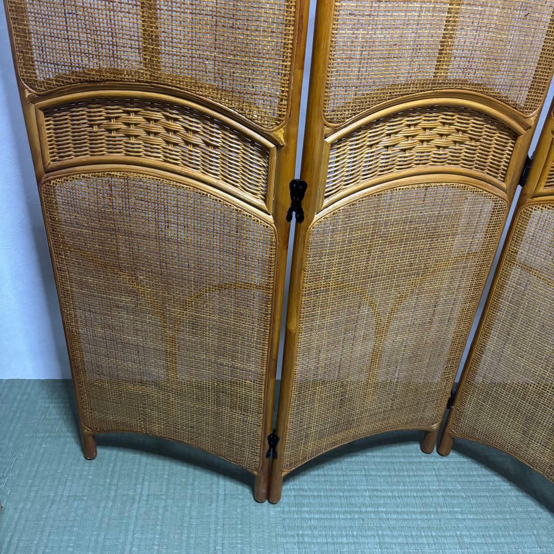 希少　昭和レトロ　ラタン　3連パーテーション 間仕切り　藤　150㎝