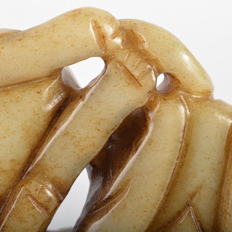 中国　玉石彫刻　犬刻　根付　紙鎮　置物　C　R7131E