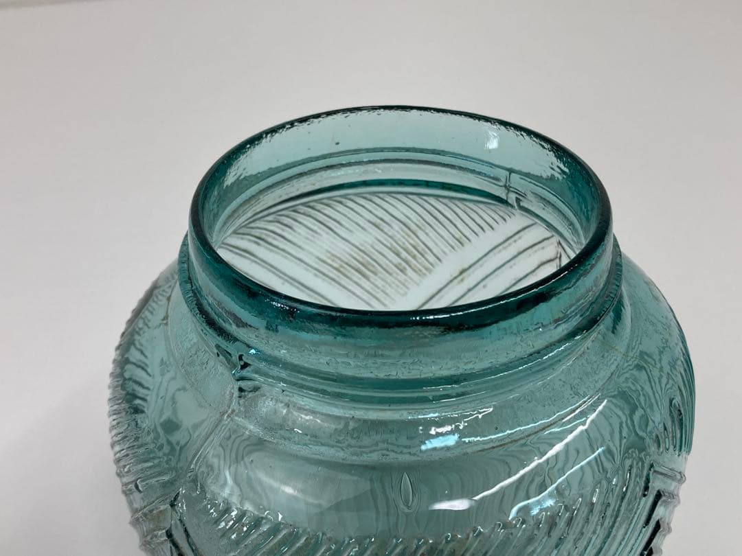 当時もの あめや瓶 縞模様 ガラス瓶 昭和初期