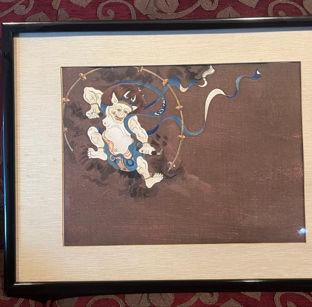 版画　国賓風神の図と国賓雷神の図　宗達筆 彫師　堀田治 摺師　品川勝夫
