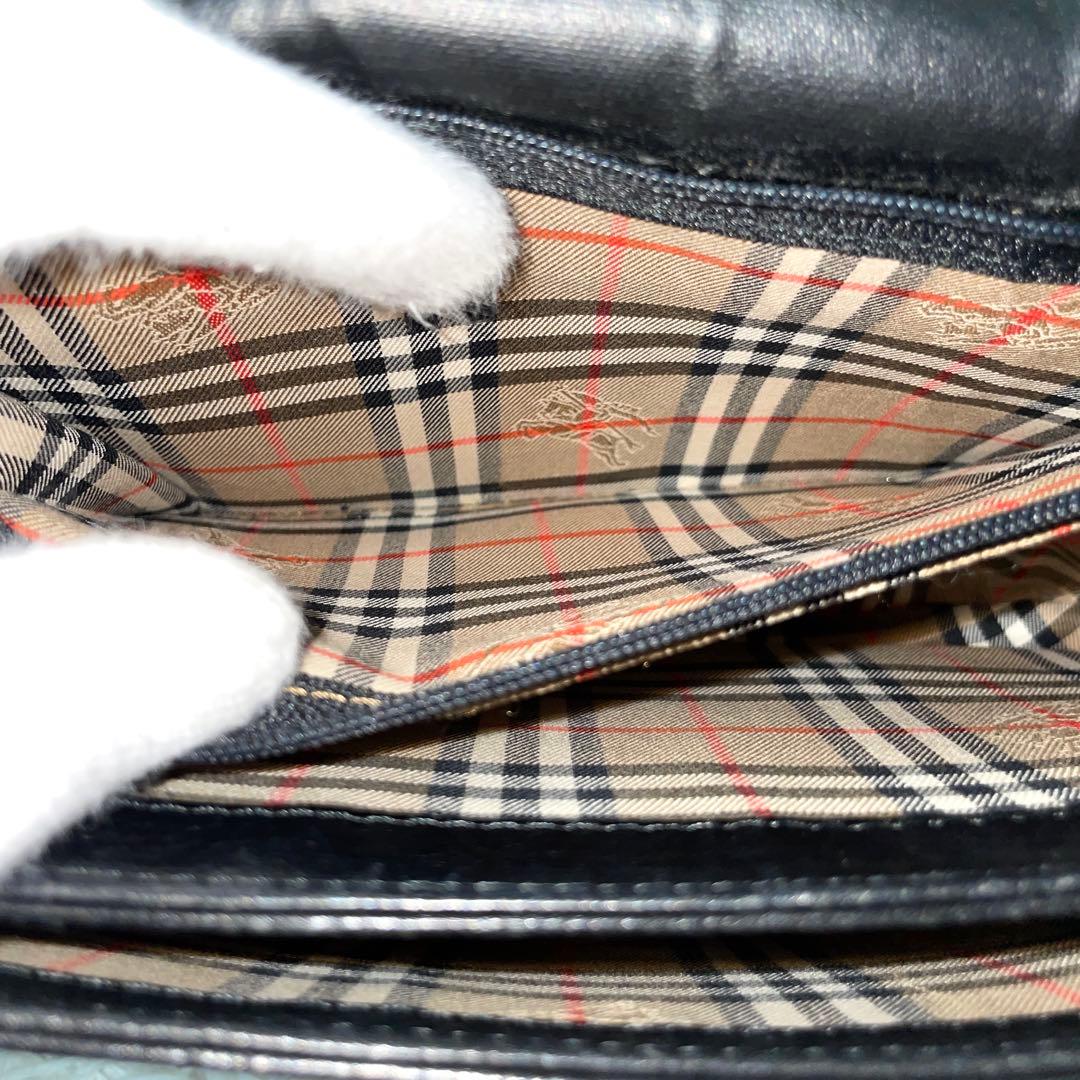 【美品】Burberry バーバリー　ショルダーバッグ　オールレザー　ブラック