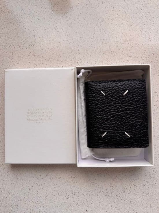 ❤美品Maison Margielaレザー 二つ折り財布 黒