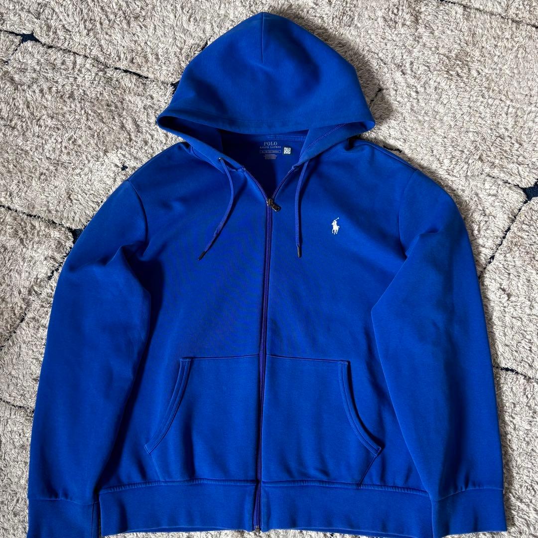 大谷様　ポロラルフローレン　パーカー　フード　ジップ　ポニー刺繍　青　ブルー