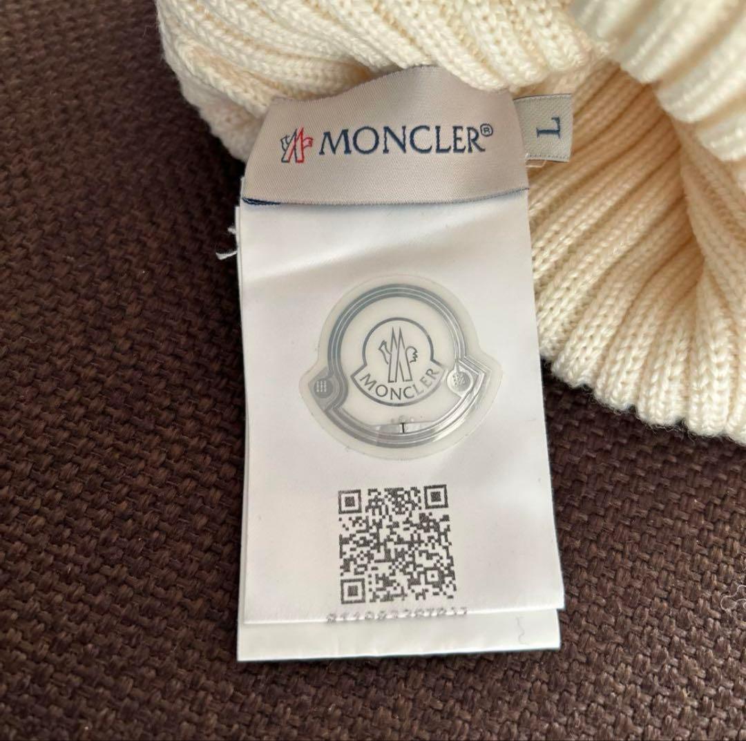373　MONCLER モンクレール　キッズLサイズ　アイボリー ニット帽