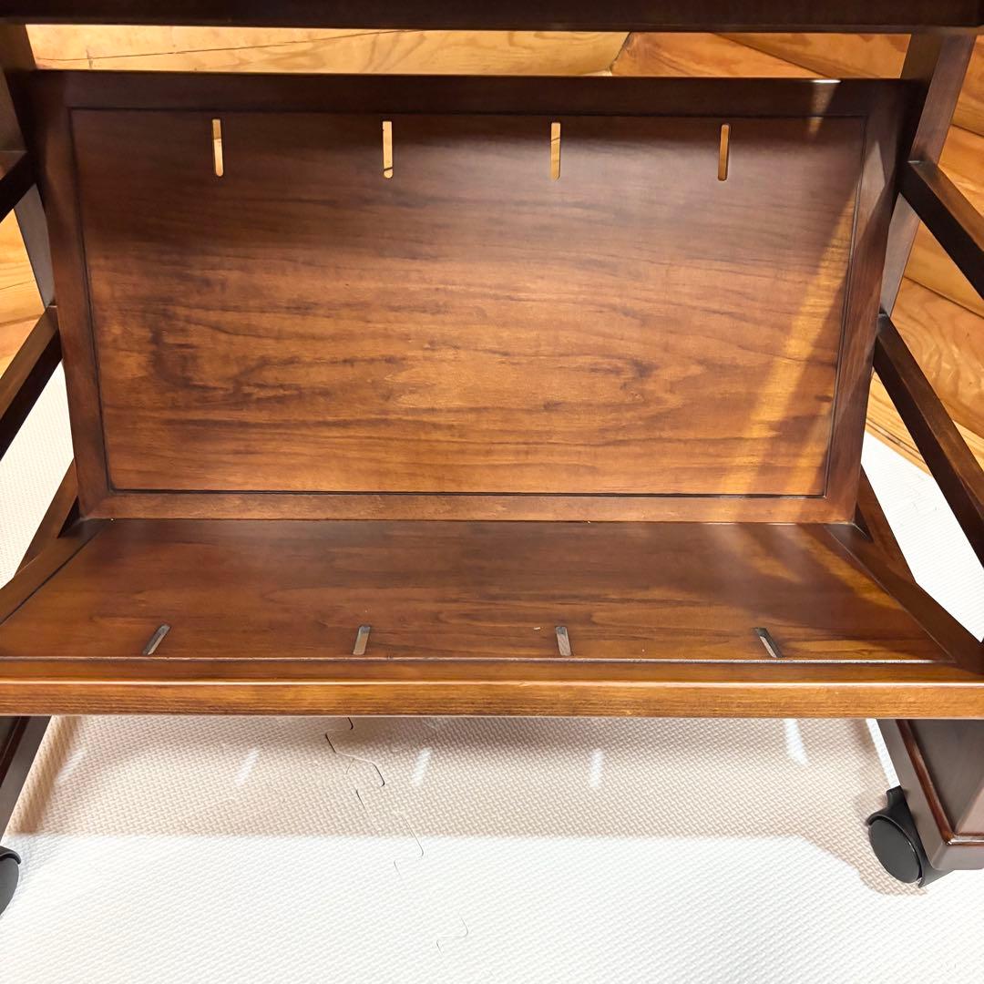 【美品】豊岡クラフト キャスター付き ブックワゴン 天然木製 ブックラック