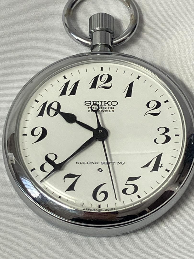 【稼働・美品】SEIKO セイコー プレシジョン　21石　手巻懐中時計