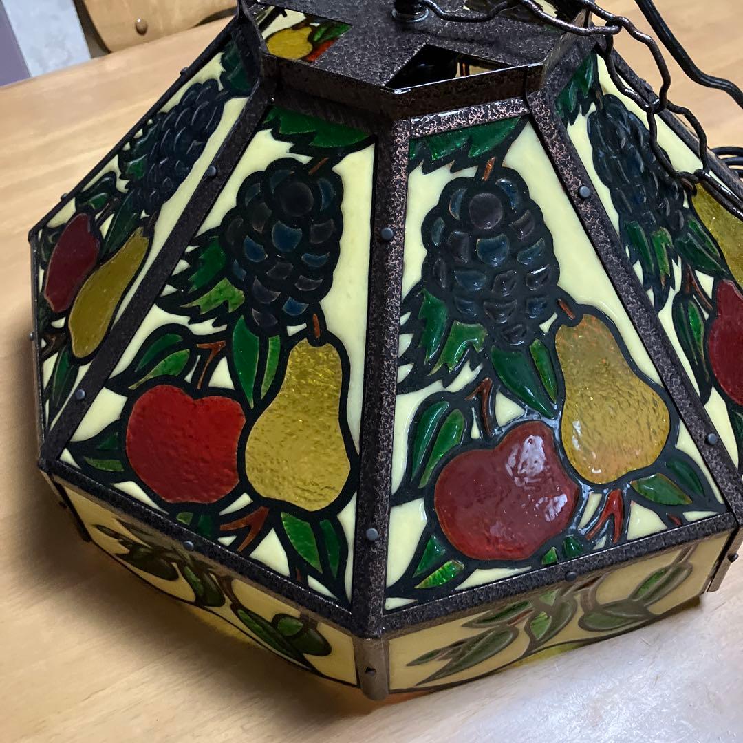 ステンドグラス風ペンダント照明（引掛シーリング式、取付具付き）