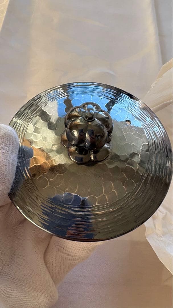 秀夆堂製　銀瓶丸型五合 銀いぶし仕上