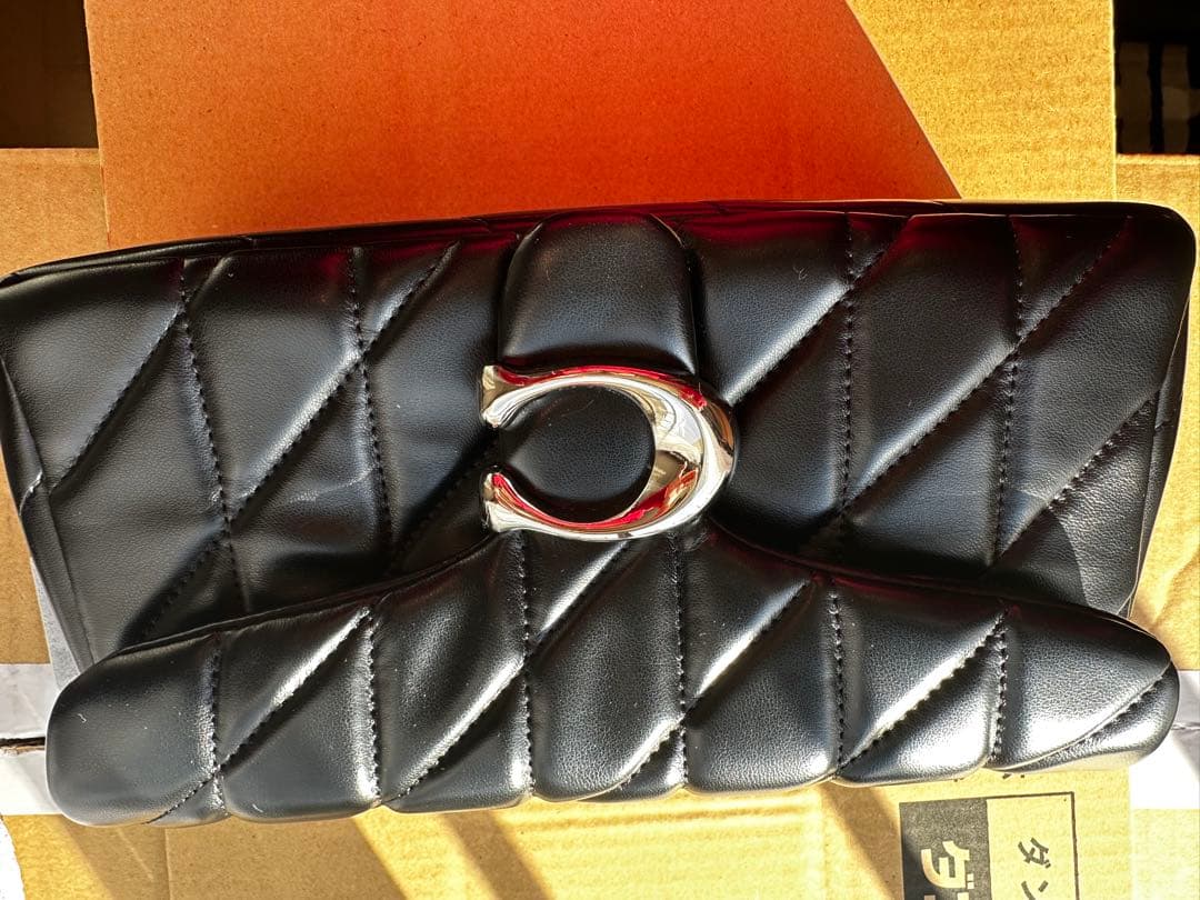 【訳あり】COACHコーチ cp150 タビーショルダー26黒Cマークシルバー色