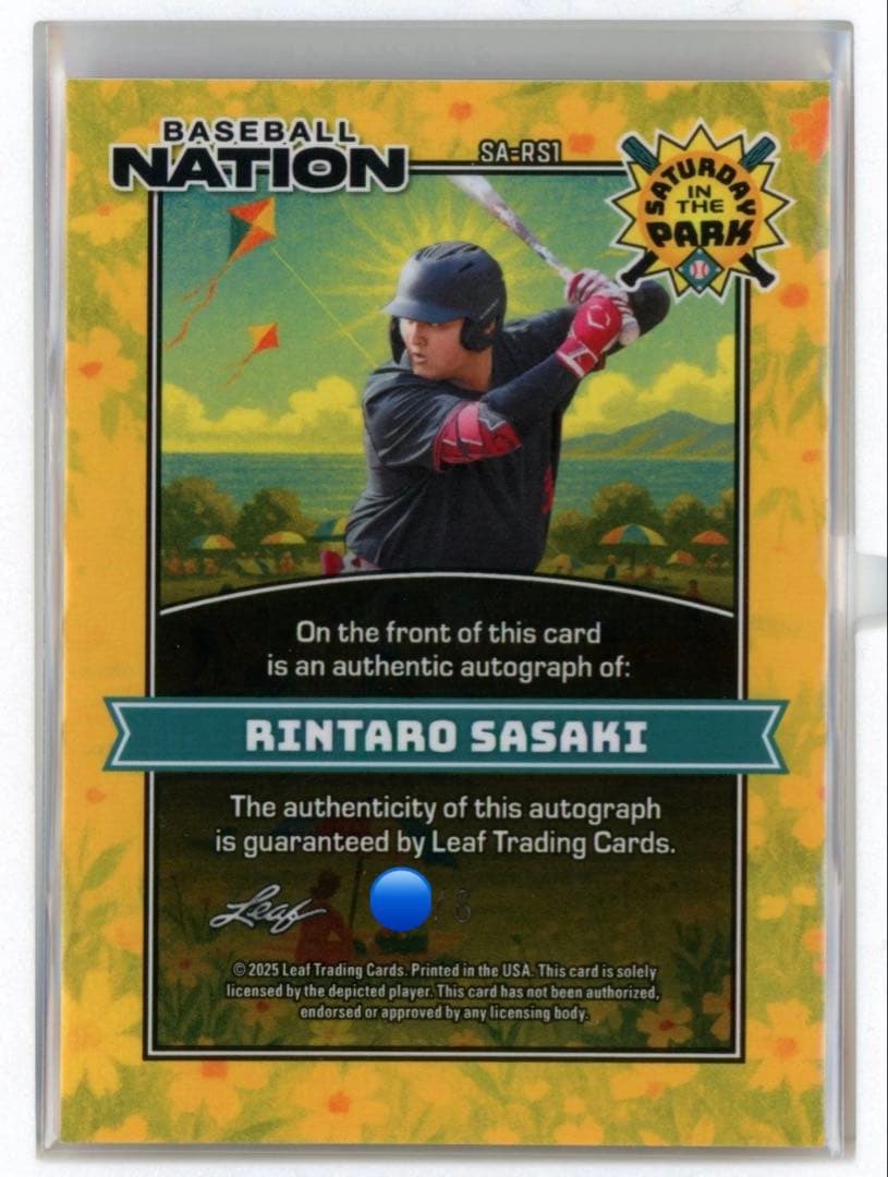 6枚限定 佐々木麟太郎 2025 Leaf ホークス　ソフトバンク　直筆サイン