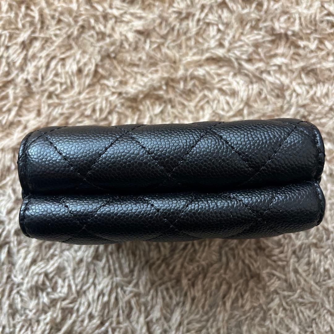 CHANEL クラシック　三つ折り　ミニ財布 ブラック