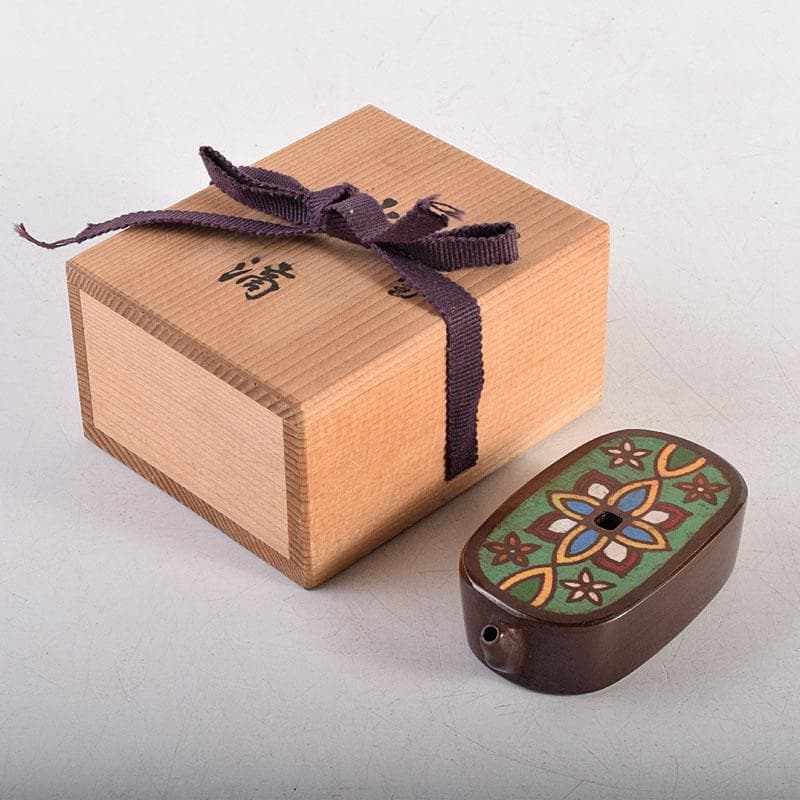 書道具　銅器七宝　水滴　共箱　V　8289