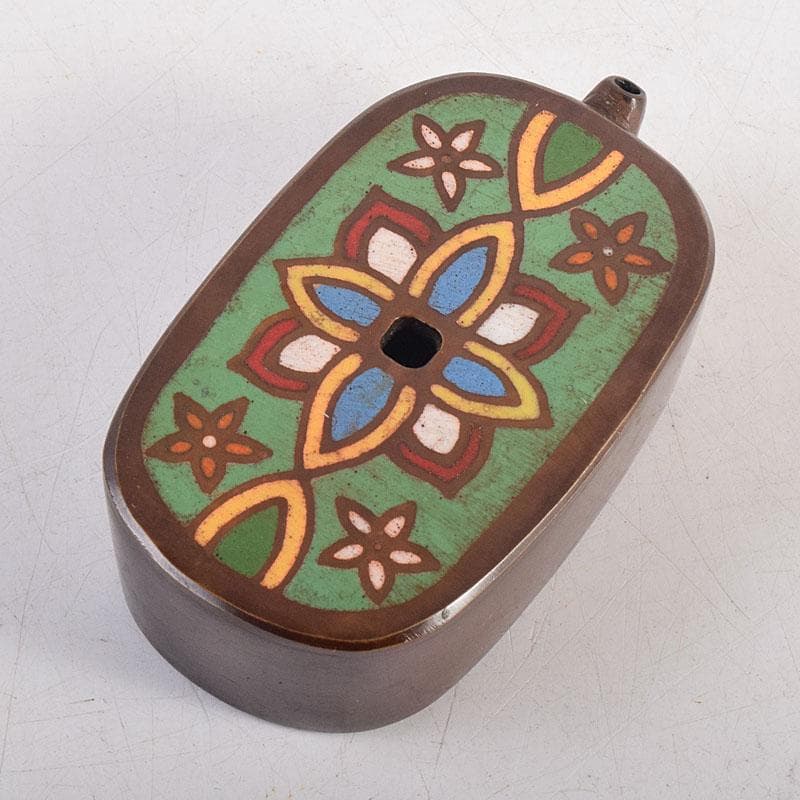 書道具　銅器七宝　水滴　共箱　V　8289