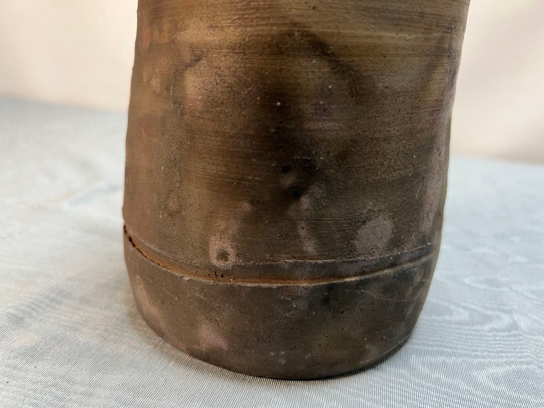 備前焼　耳付き花瓶　花入　陶印有り