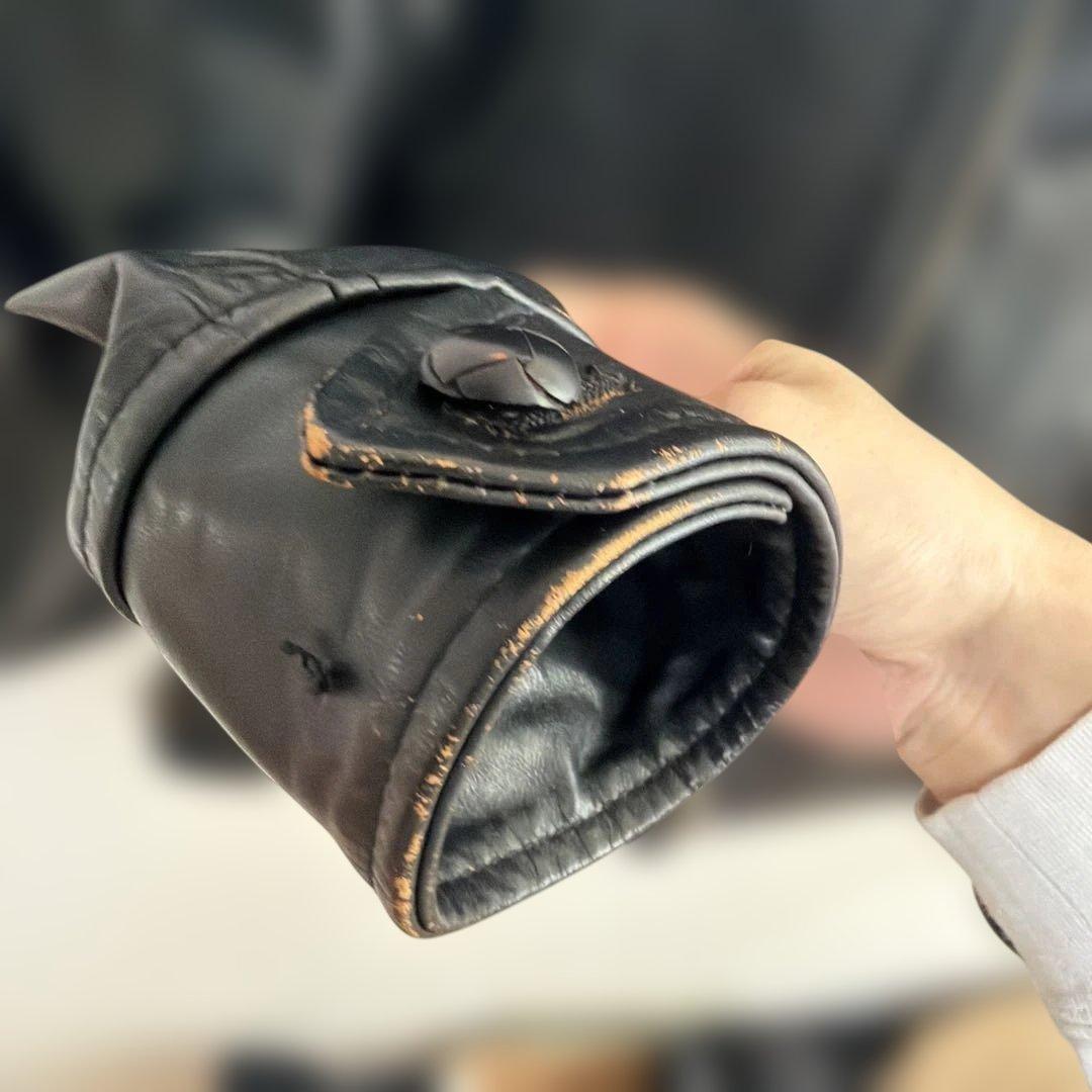 MARKAWARE ブラックレザーライダースジャケット　茶芯