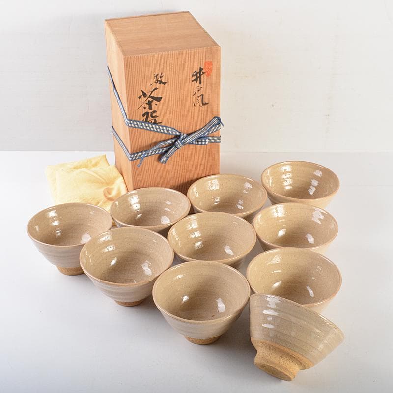 ちゃちゃさん　瀬戸焼陣出窯　澤田酔云作　数茶碗　十客共箱　V　R7192B