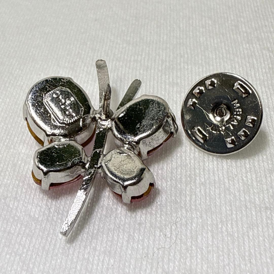 クリスチャンディオール シルバー＆ピンクカラー 蝶々 バタフライ ピンブローチ