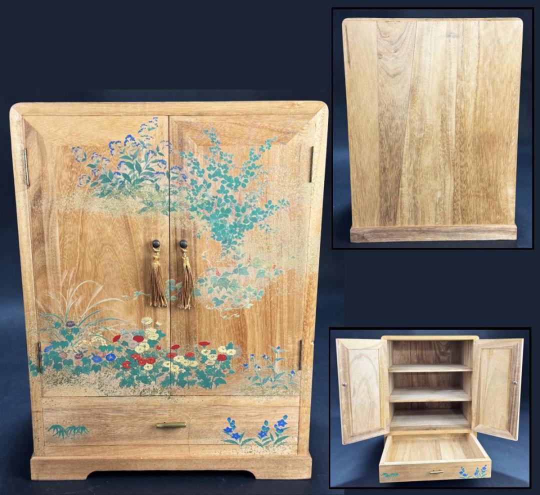 色絵本棚 入手困難 骨董 コレクション 置物 (旧家蔵出し)WWWT009