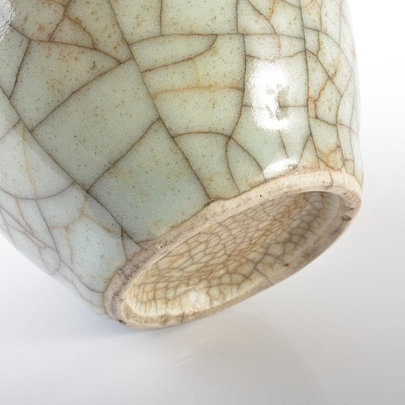 中国　哥窯　青磁　金絲鉄線　氷裂文瓶　M　R6259