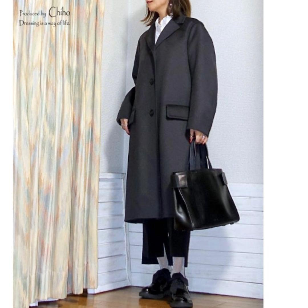 新品✨ユニクロ +J カシミヤブレンドチェスターコート ダークグレー S〜M相当