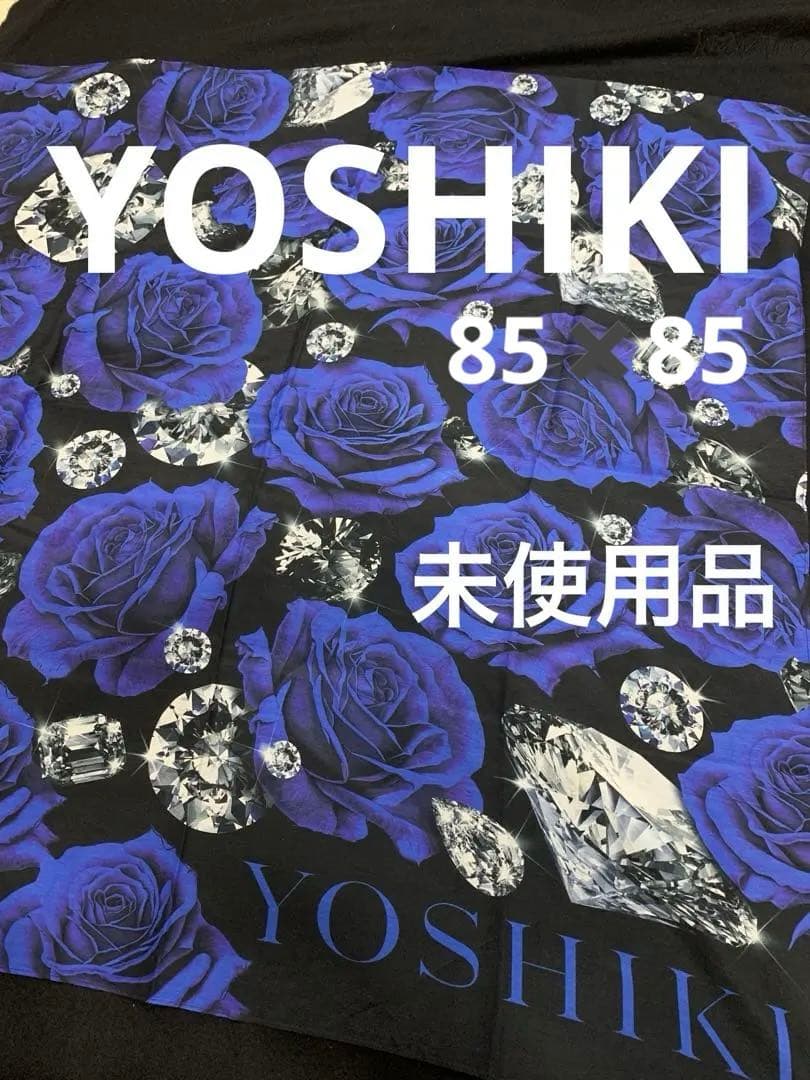 YOSHIKI 青いバラ ダイヤモンド柄　スカーフ。新品未使用。
