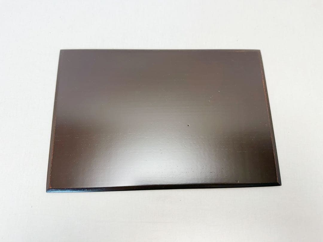 未使用 茶道具 桐木地溜塗 器据 と溜塗 和敬板 小羽根 うぐいす針4点 元箱