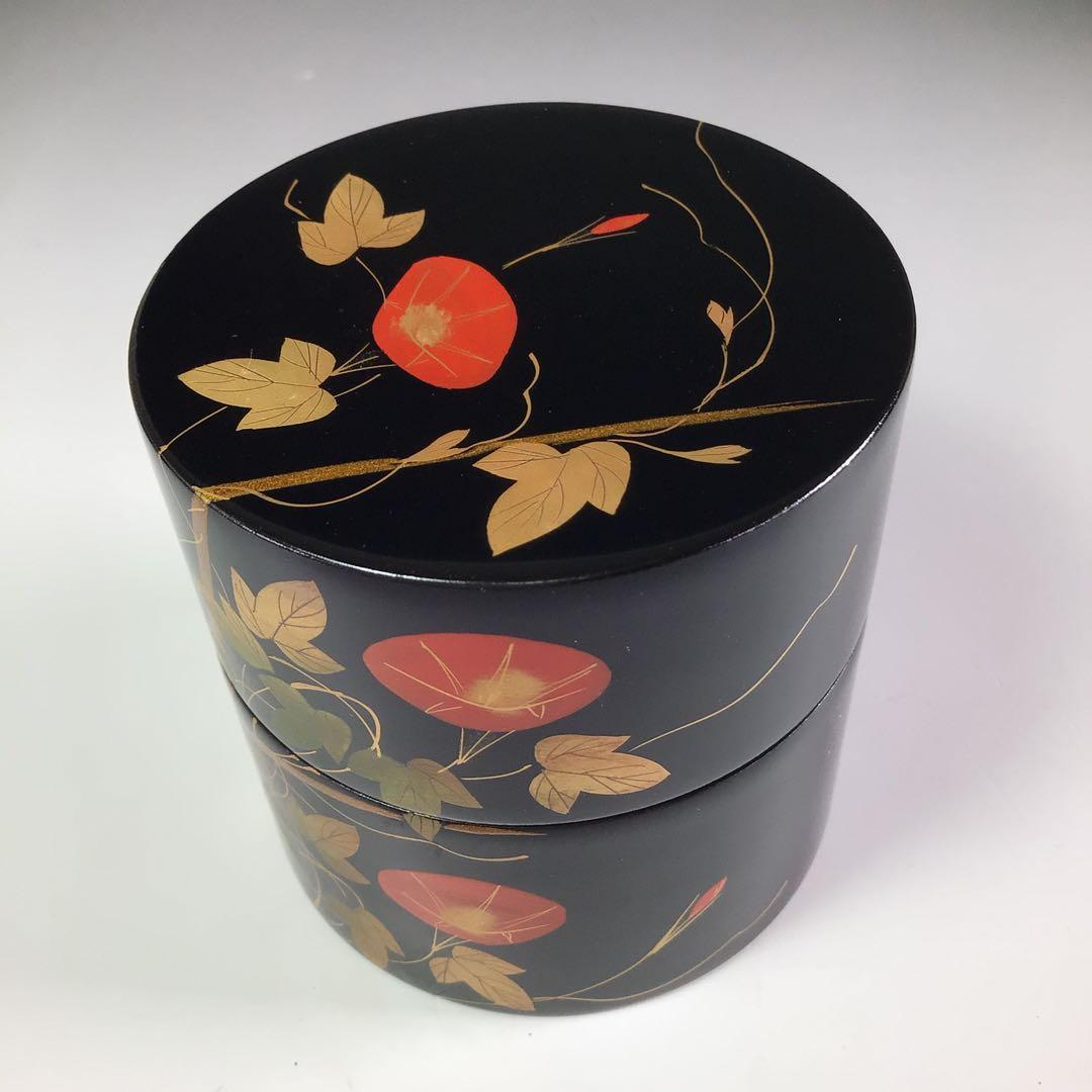 Ｒ５６５　四季棗　『塗師　峯清作』『夜桜　朝顔　稲雀　松喰鶴』　共箱　茶道具