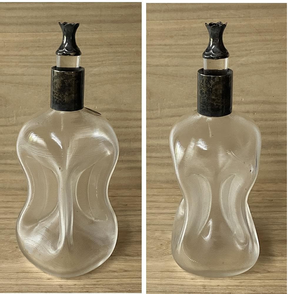 e3131 時代 古ガラス瓶 純銀蓋 ガラスボトル ガラス瓶 硝子 古硝子