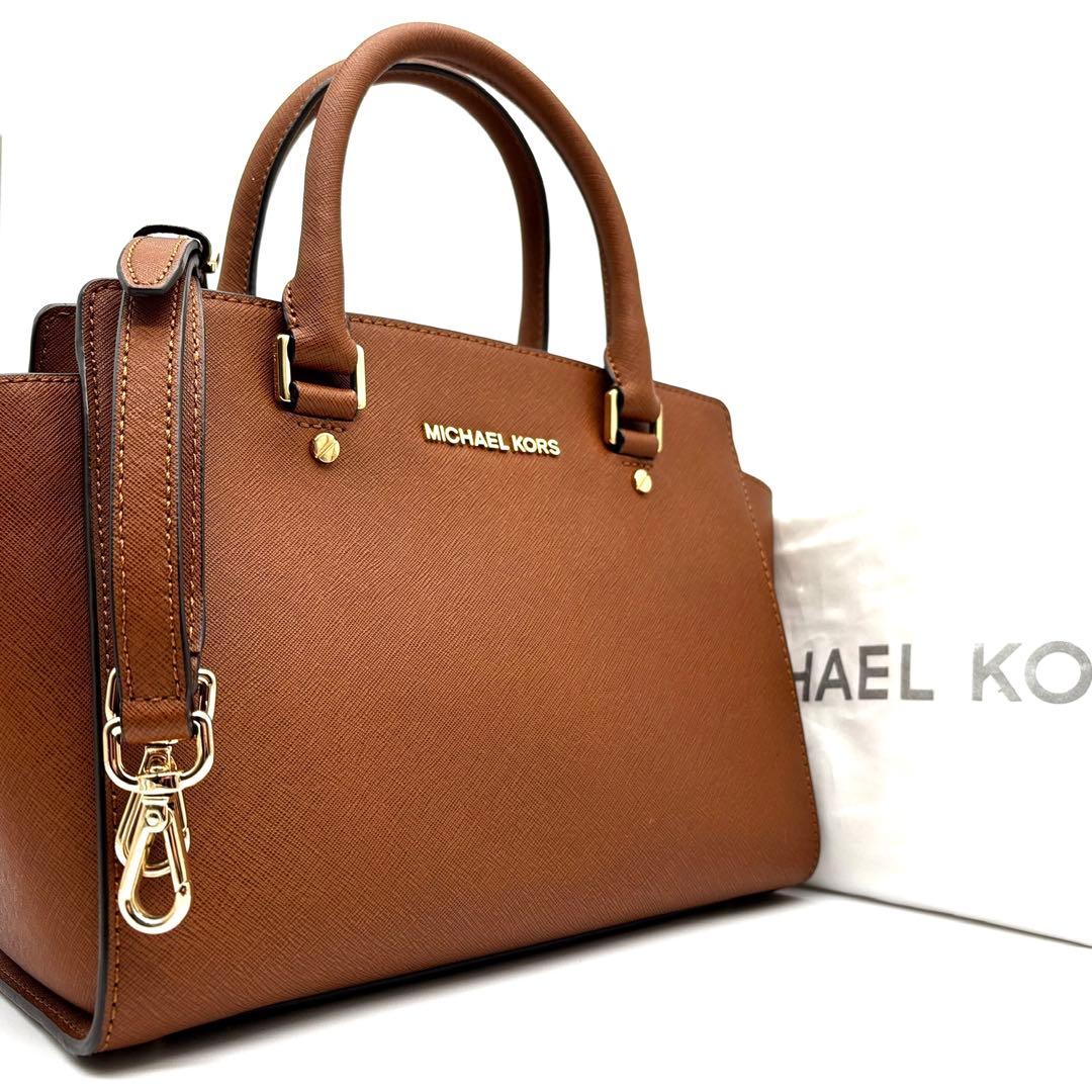 未使用に近い マイケルコース 2way ショルダーバッグ レザー ロゴ ブラウン