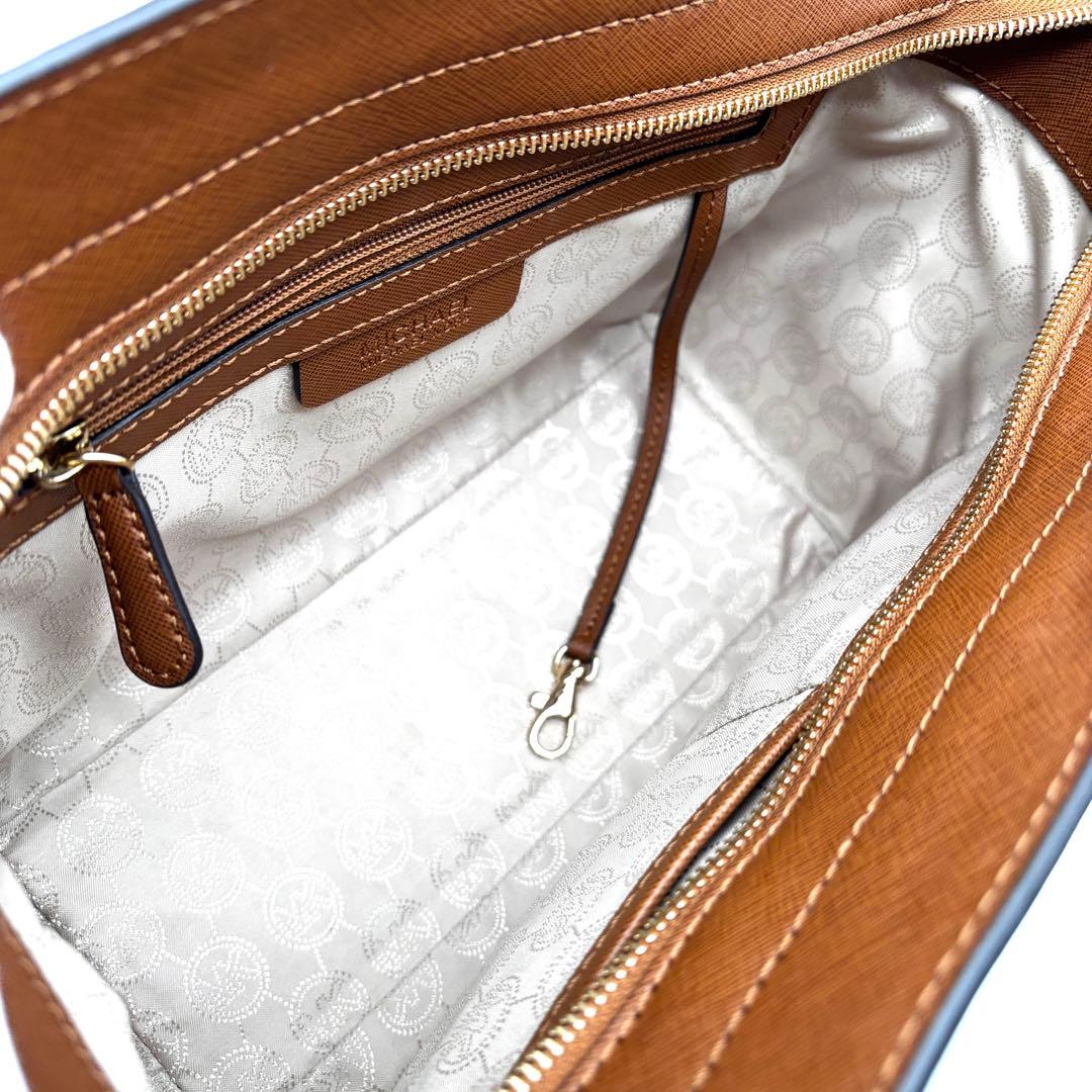 未使用に近い マイケルコース 2way ショルダーバッグ レザー ロゴ ブラウン