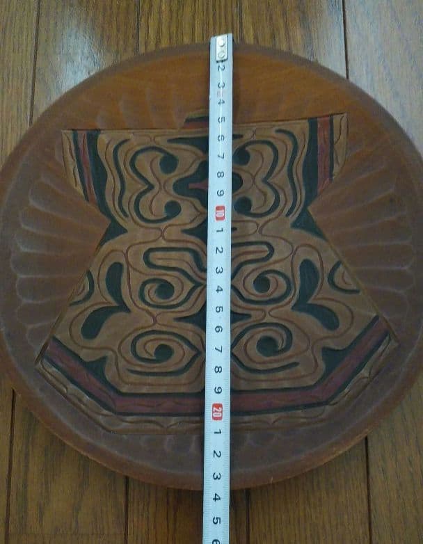 アイヌ アイヌ文様 イタ 着物柄 丸盆 木彫り 民芸