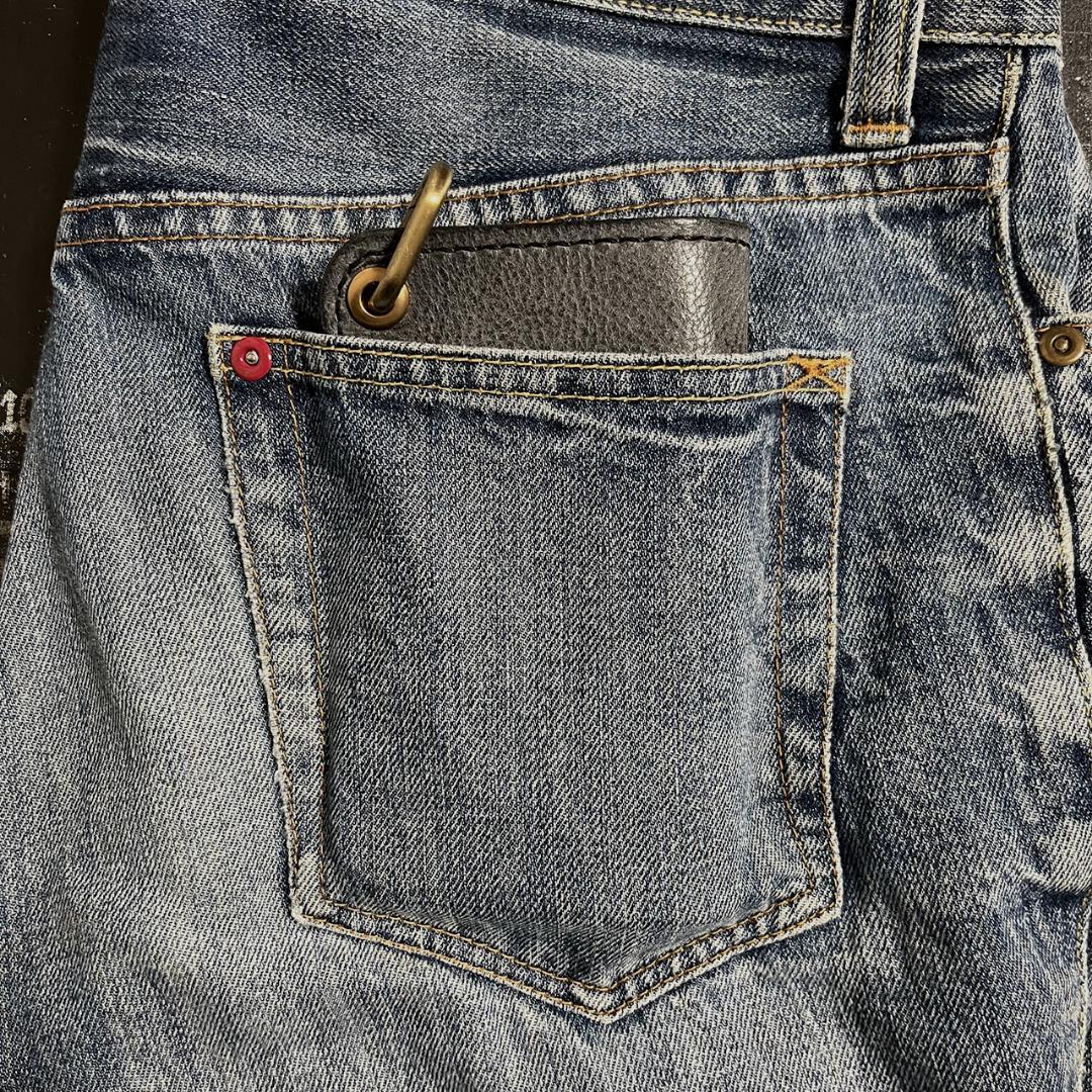 トラッカーウォレット ブラックにエイジング ミドルトラッカーウォレット #335