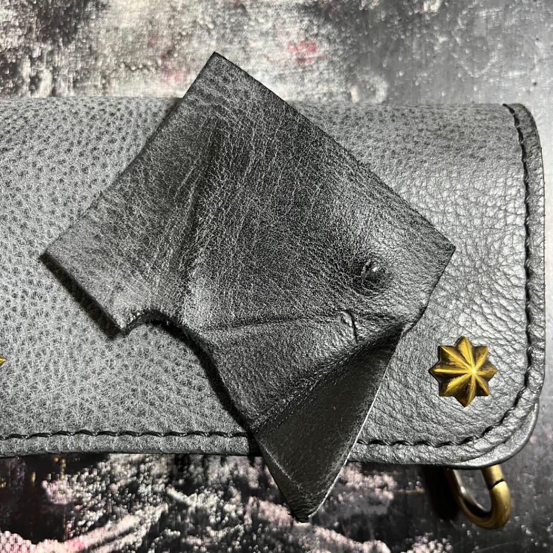 トラッカーウォレット ブラックにエイジング ミドルトラッカーウォレット #335