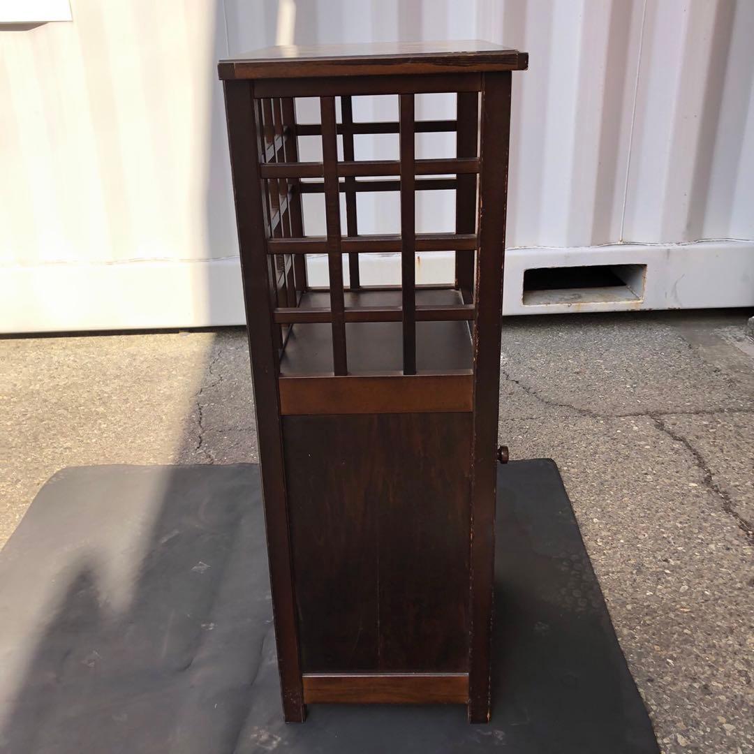 綾野製作所　木製電話台・ファックス台 ダークブラウン