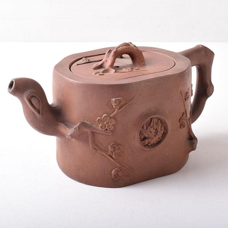 中国　紫砂　朱泥　梅文　急須　茶壷　在銘　M　R8774