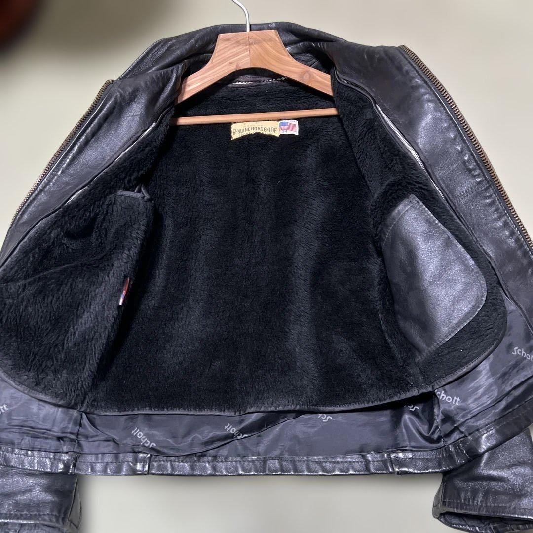 SCHOTT 馬革ライダース　黒　642H