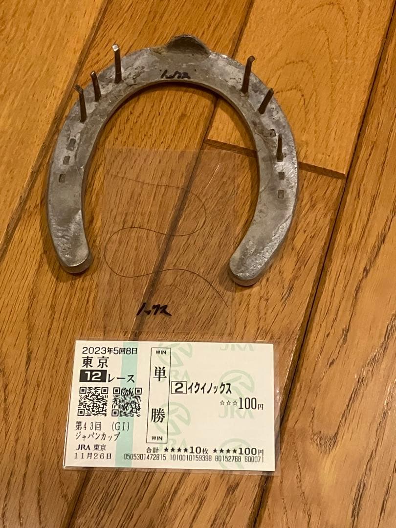 【イクイノックス】実使用　蹄鉄　鬣　たてがみ　2023ジャパンカップ馬券　①