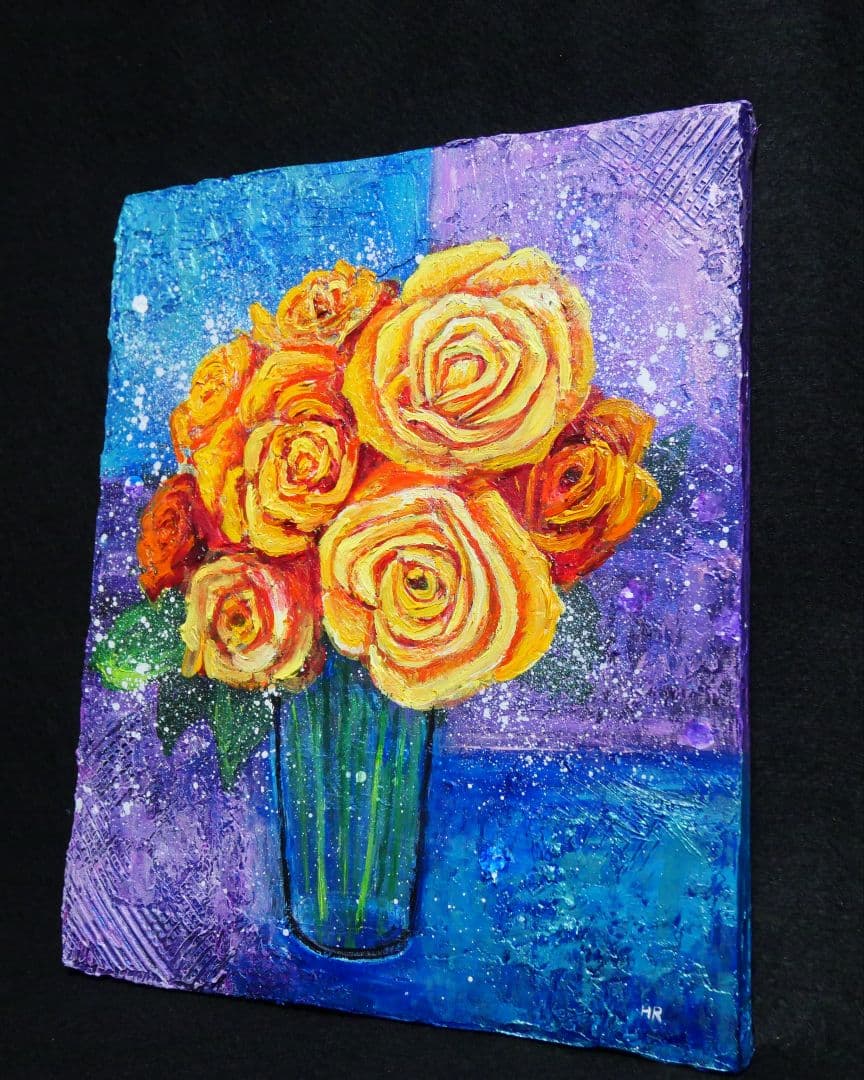 油絵 油彩 油彩画 絵 絵画 【黄色薔薇】