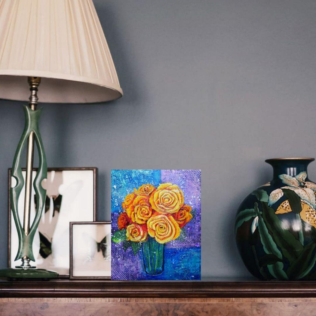 油絵 油彩 油彩画 絵 絵画 【黄色薔薇】