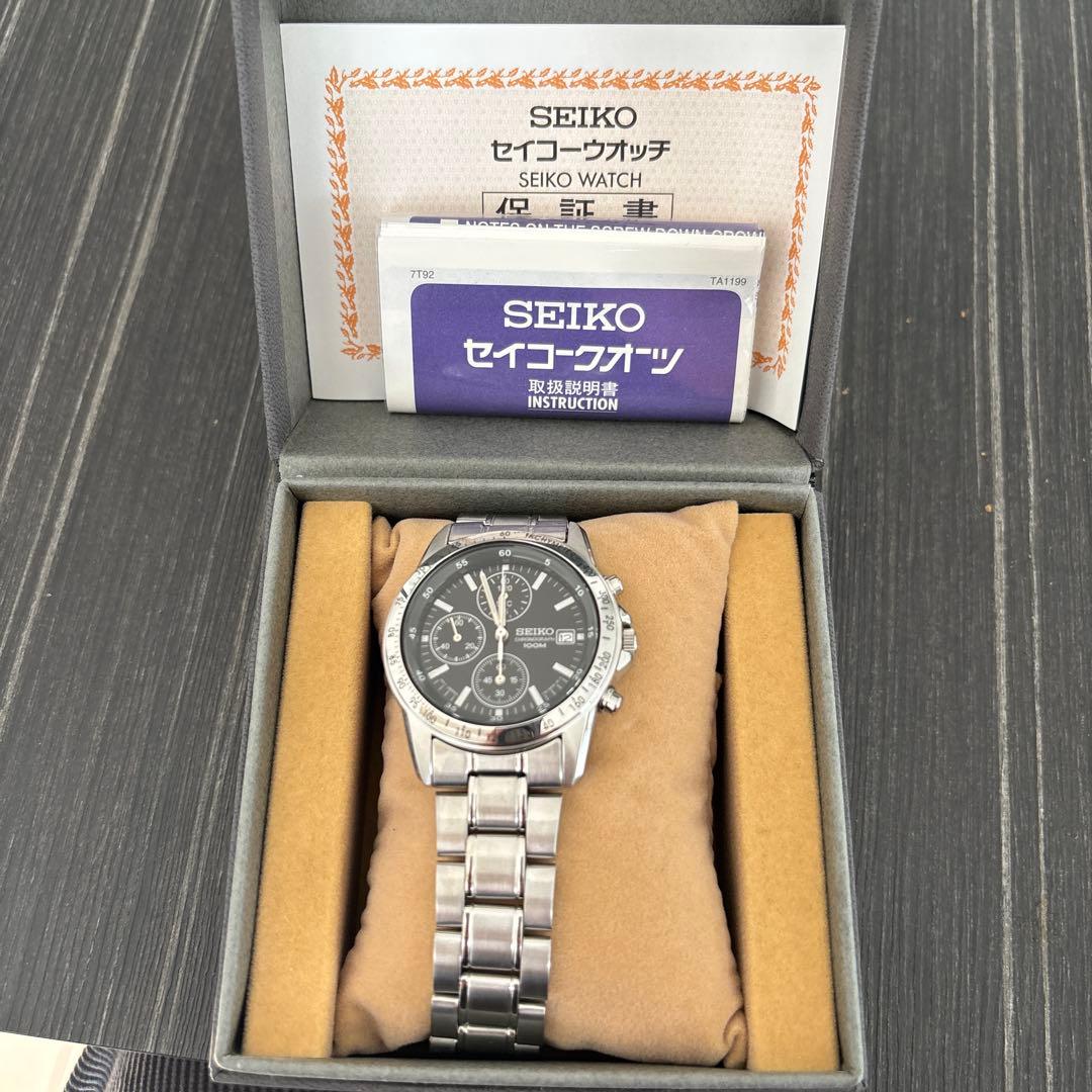 SEIKO クォーツ 腕時計 クロノグラフ ブラック