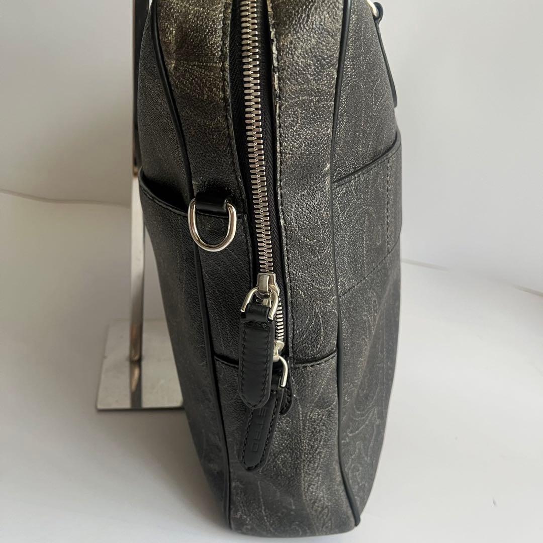 ETRO エトロ ハンドバッグ　ビジネスバッグ　PVC レザー　総柄　メンズ