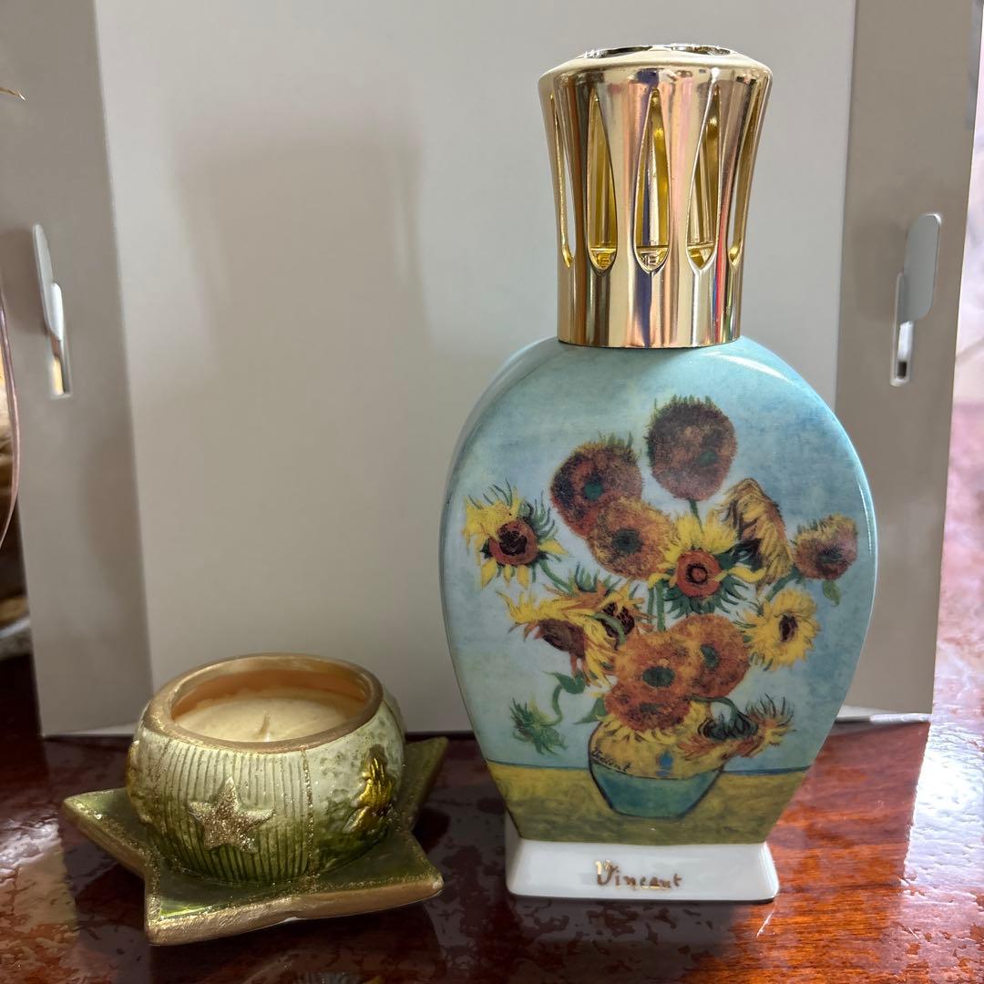 ゴッホひまわりデザイン 陶器芳香器アロマランプ