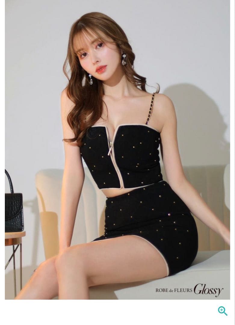 ROBE de FLEURS ブラックタイトドレス Mサイズ