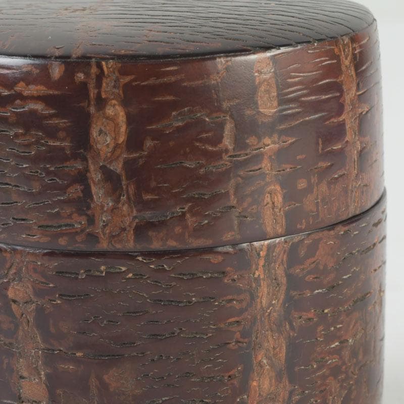 茶道具　伊藤松次作　樺細工　むじ皮　抹茶入　共箱　V　9657