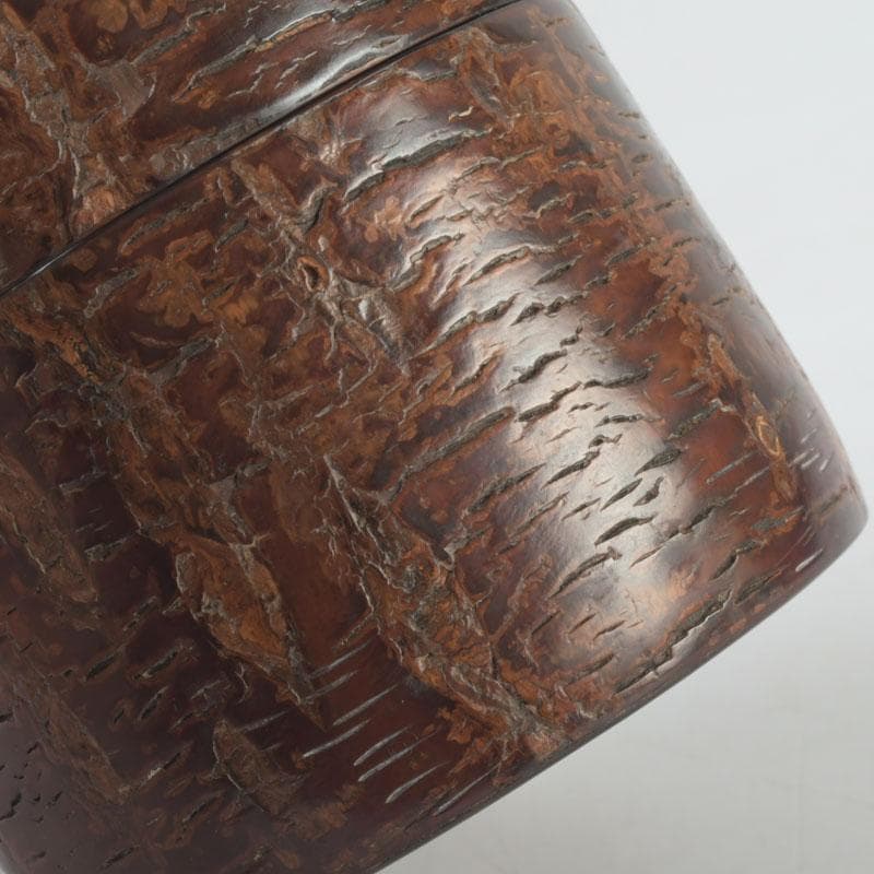 茶道具　伊藤松次作　樺細工　むじ皮　抹茶入　共箱　V　9657