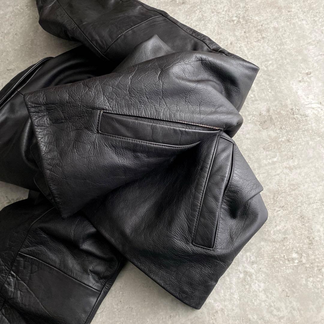 革質 極上 90s 00s GAP 茶芯 レザー ジャケット XL 黒 ブラック