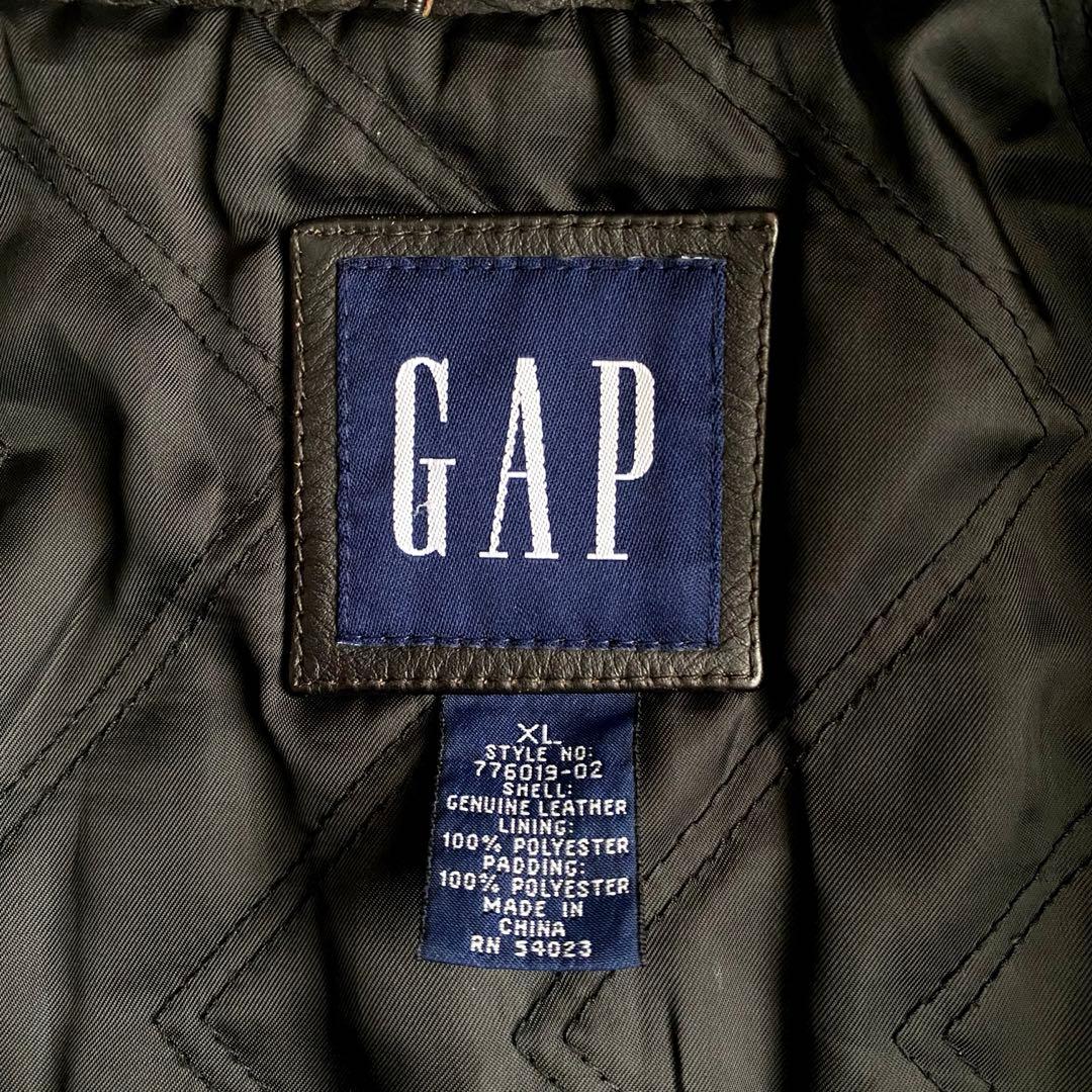 革質 極上 90s 00s GAP 茶芯 レザー ジャケット XL 黒 ブラック